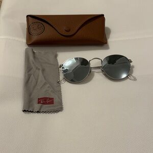 Ray-Ban Silver Sunglasses with Brown Leather Case